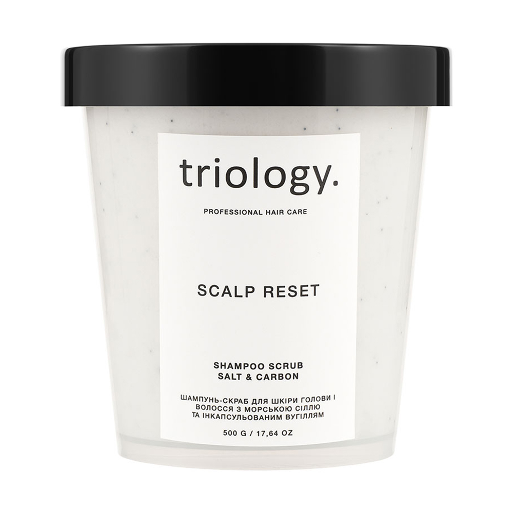 

Шампунь-скраб для шкіри голови та волосся triology. з морською сіллю та інкапсульованим вугіллям, 500 г