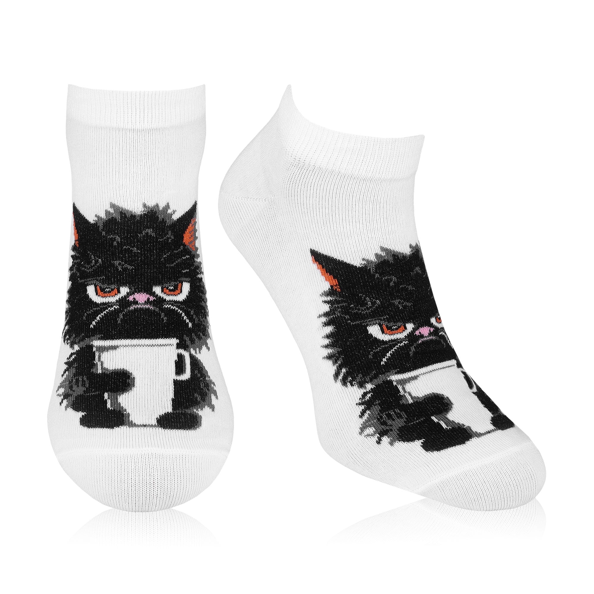 

Шкарпетки чоловічі AmiGO укорочені, кіт з кавою, білі, розмір 27