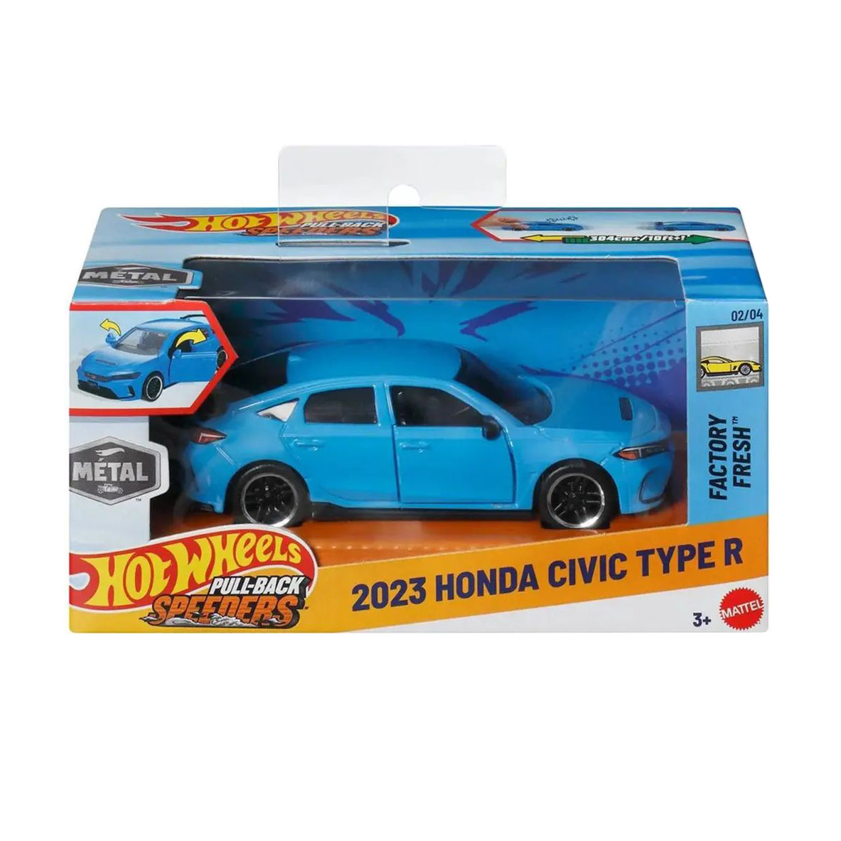 

Інерційна автомодель Hot Wheels Pull-Back Speeders 2023 Honda Civic Tyre R, блакитний, від 3 років, 8*16*8 см (HPR70)