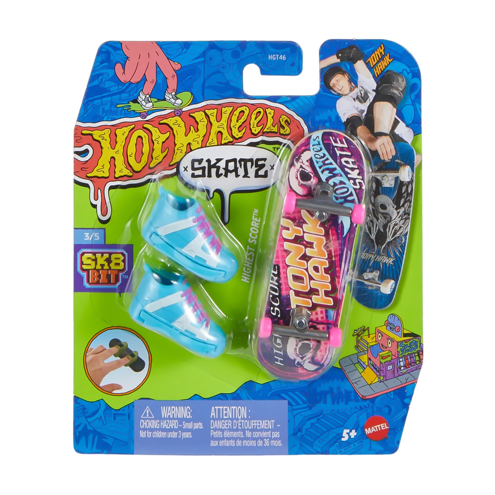 

Ігровий набір Hot Wheels Скейт та взуття для пальчиків, Highest Score, блакитний, від 5 років (HGT46)