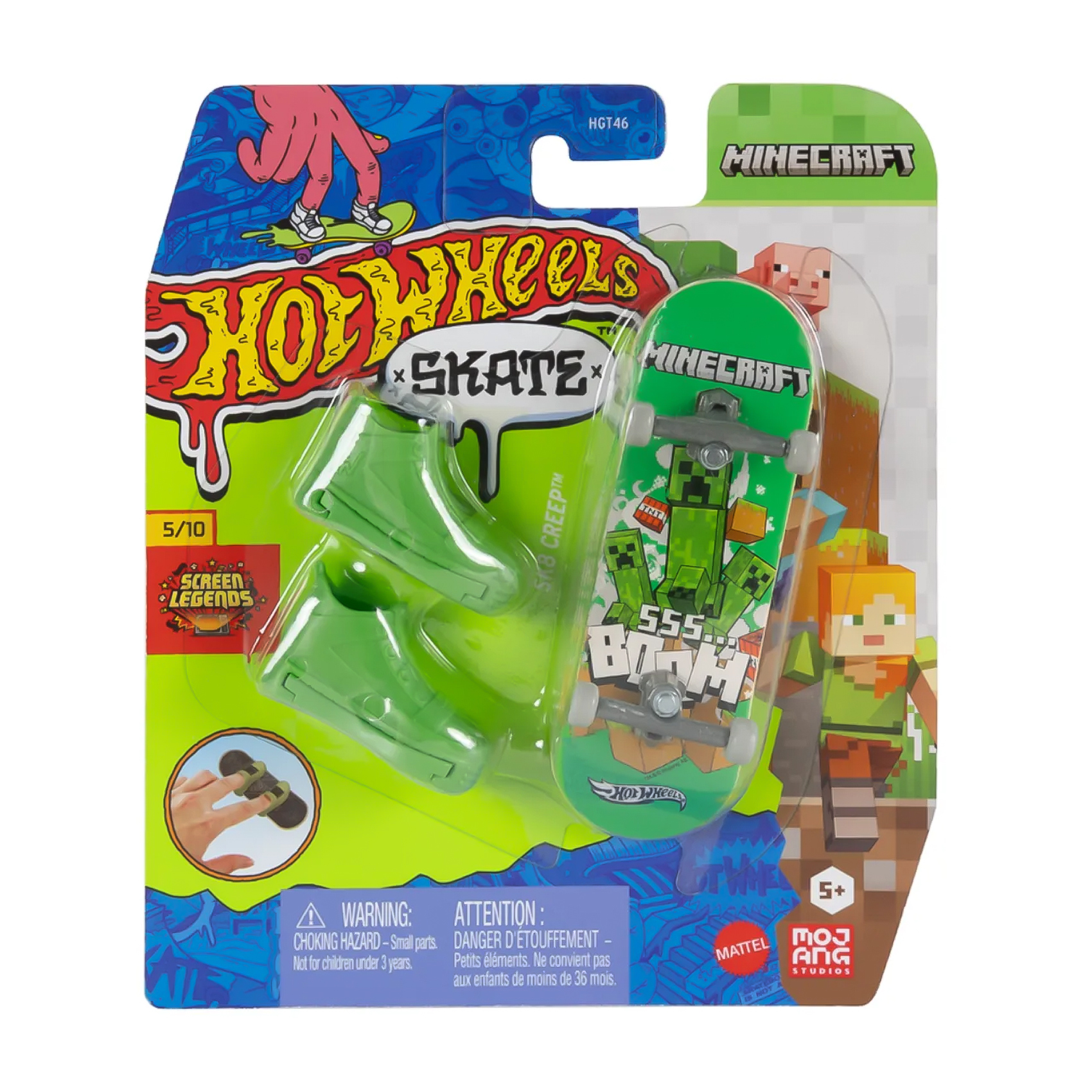 

Ігровий набір Hot Wheels Скейт та взуття для пальчиків, Sk8 Creep, зелений, від 5 років (HGT46)