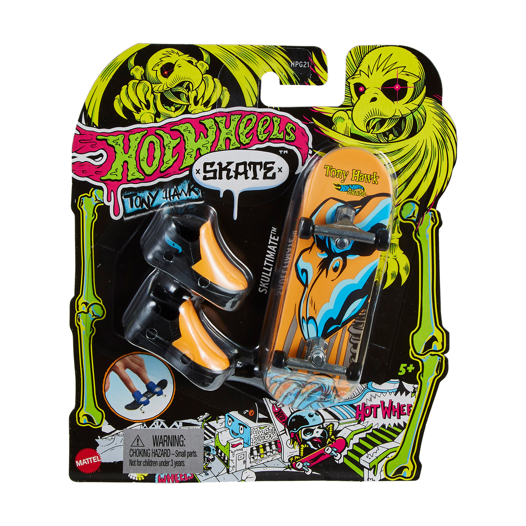 

Ігровий набір Hot Wheels Скейт та взуття для пальчиків, Skulltimate, помаранчево-чорний, від 5 років (HGT46)