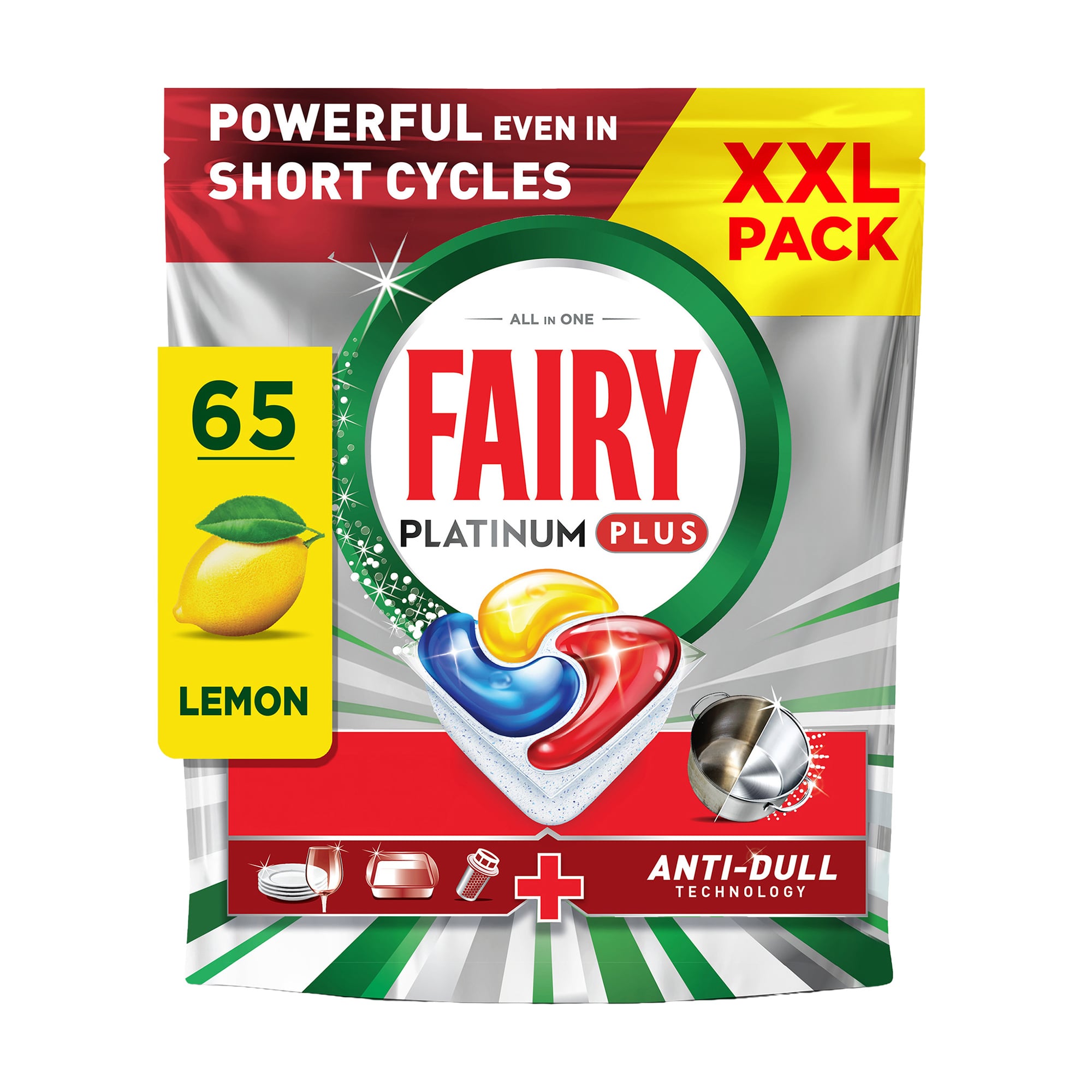 

Капсули для посудомийних машин Fairy Platinum Plus Все-в-1, 65 шт