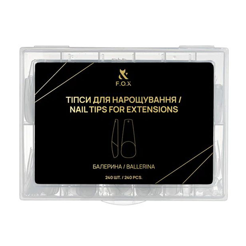 

Типси для нарощування нігтів F.O.X Nail Tips For Extensions Балерина, 240 шт (NTE-B)