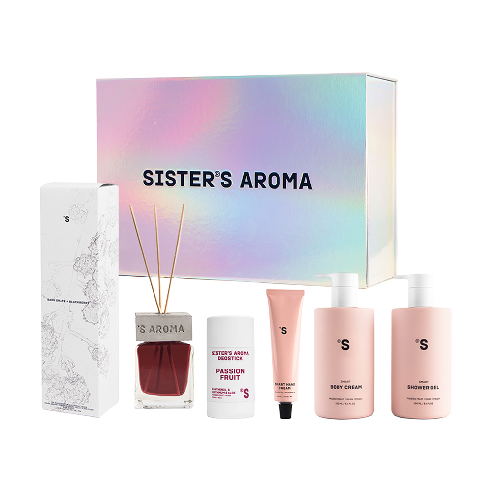 

Набір Sister's Aroma Бестселери для неї (лосьйон для тіла, 250 мл + гель для душу, 250 мл + аромадифузор, 110 мл + дезодорант-стік, 50 г + крем для рук, 30 мл + коробка)
