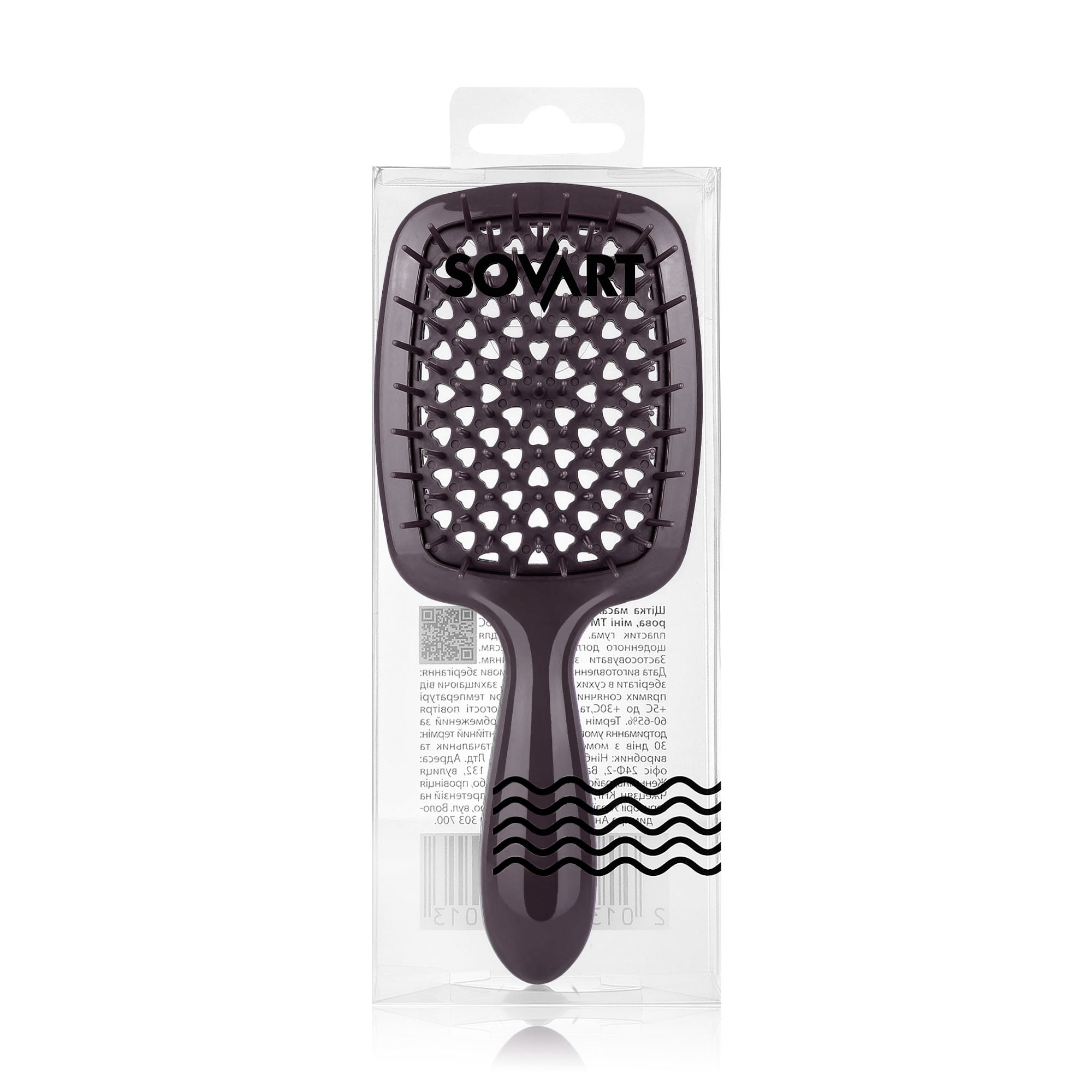 

Масажна щітка для волосся Sovart продувна, міні, коричнева, 17.5*7 см