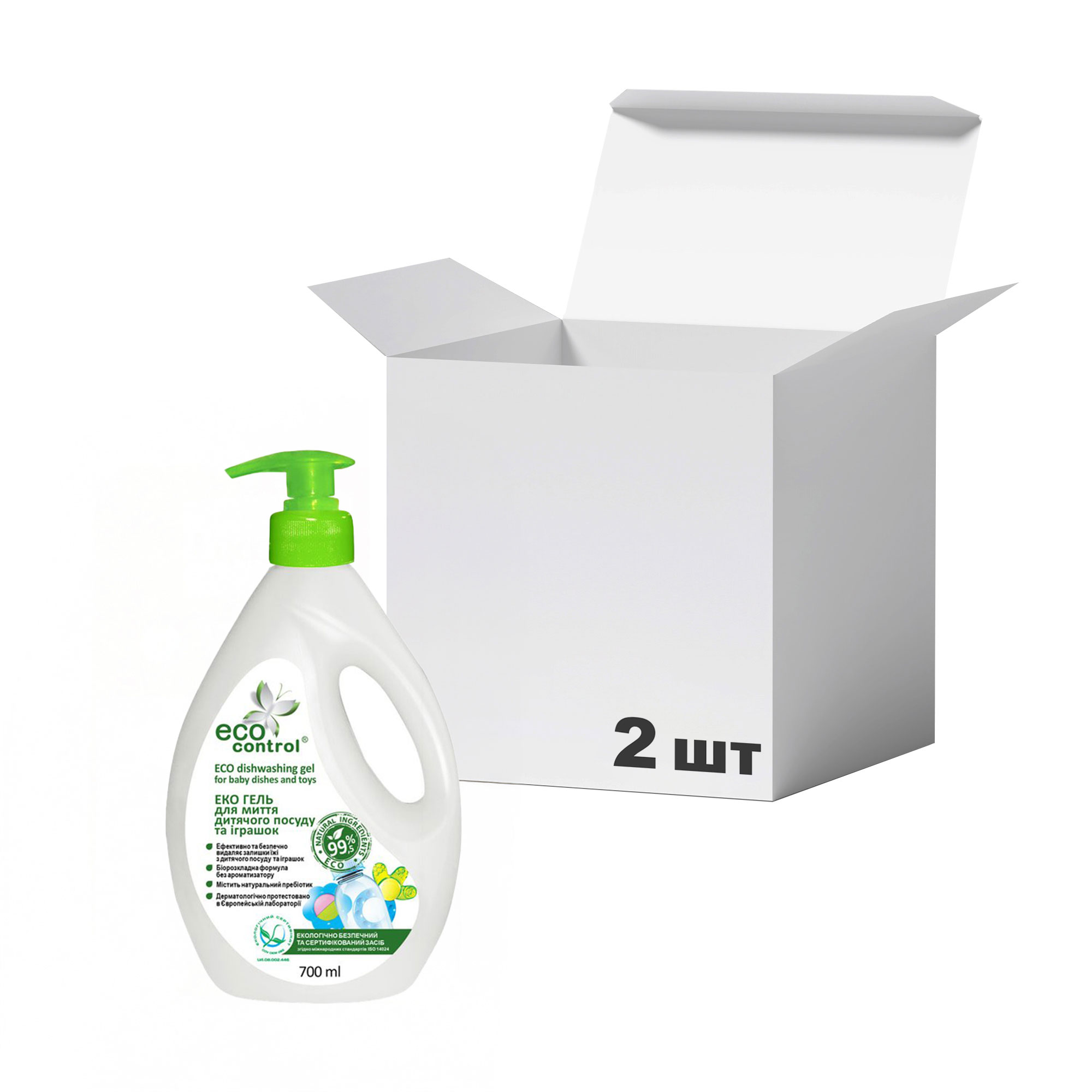 

Упаковка гелів для миття дитячого посуду та іграшок Eco Control, 700 мл * 2 шт