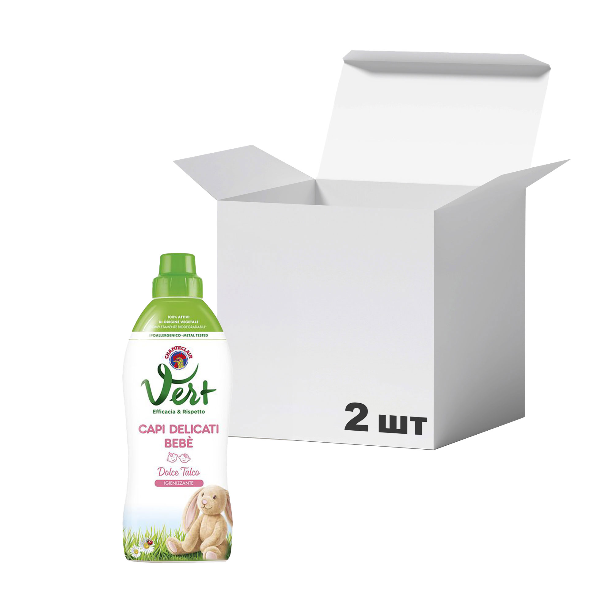 

Упаковка делікатних гелів для прання Chanteclair Vert для дитячих речей, без запаху, 15 циклів прання, 750 мл * 2 шт