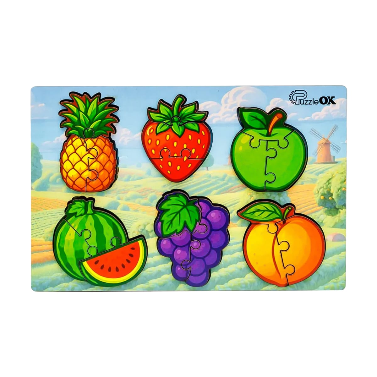 

Дерев'яний сортер PuzzleOk Розумний світ. Веселі фрукти, 18 деталей, від 3 років, 21*14 см (Puz-88749)