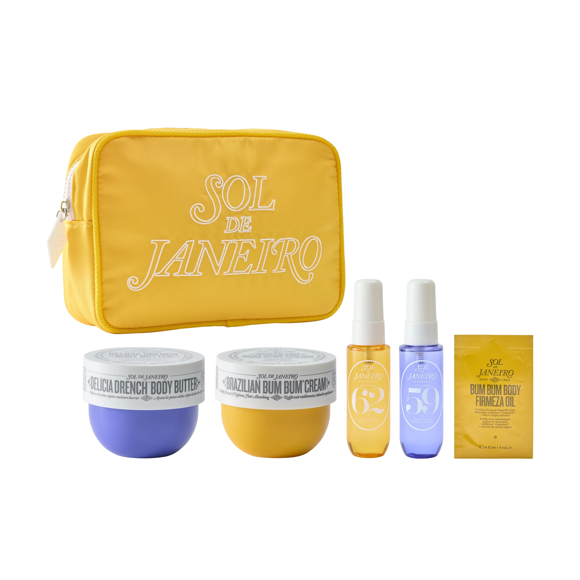 

Парфумований набір жіночий Sol De Janeiro Brazilian Set 5 Products (парфумований міст 59, 30 мл + баттер для тіла, 25 мл + парфумований міст 62, 30 мл + підтягуючий крем, 25 мл + підтягуюча олія, 4 мл)
