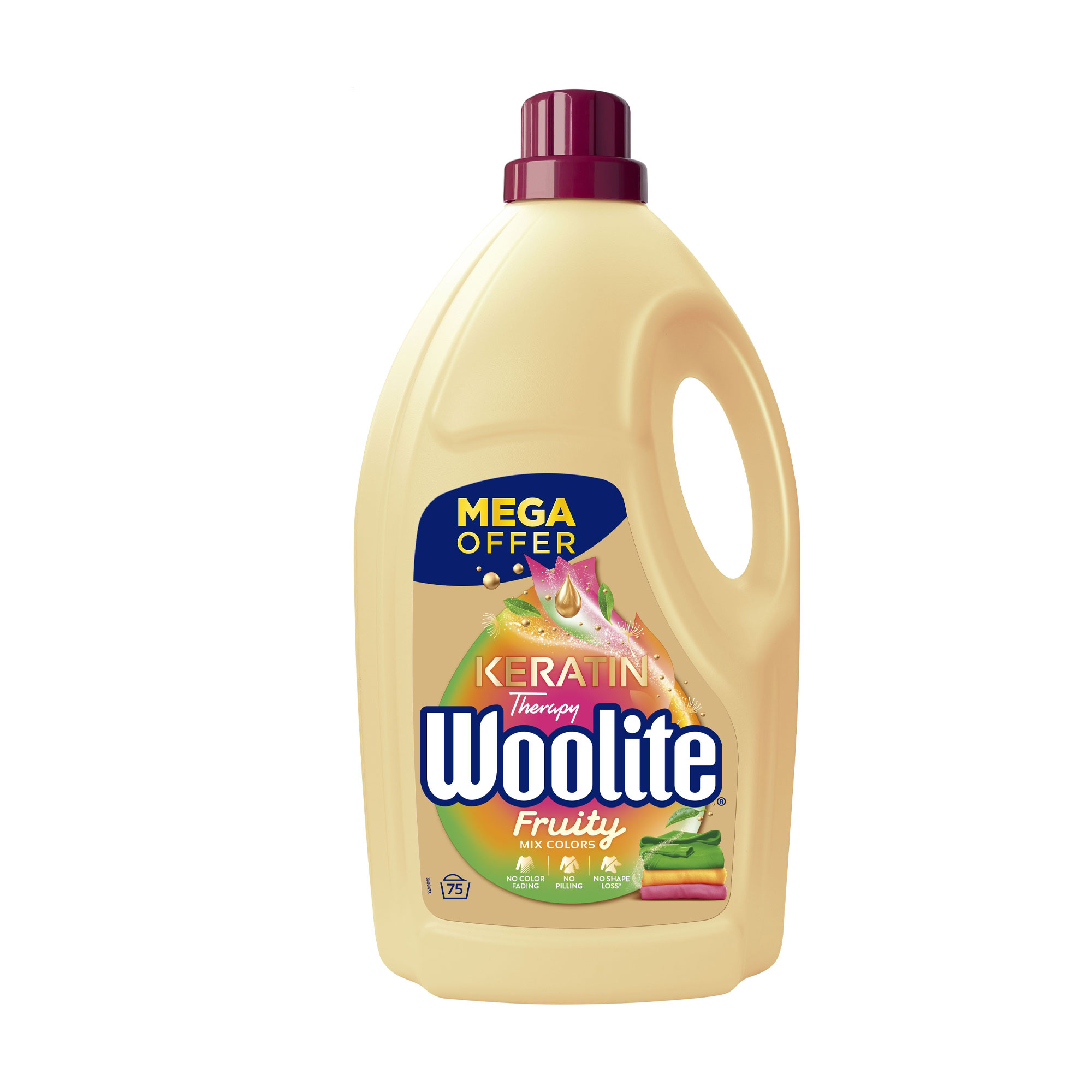 

Рідкий засіб для прання Woolite Fruity для кольорових тканин, з посиленим ароматом, 75 циклів прання, 4.5 л