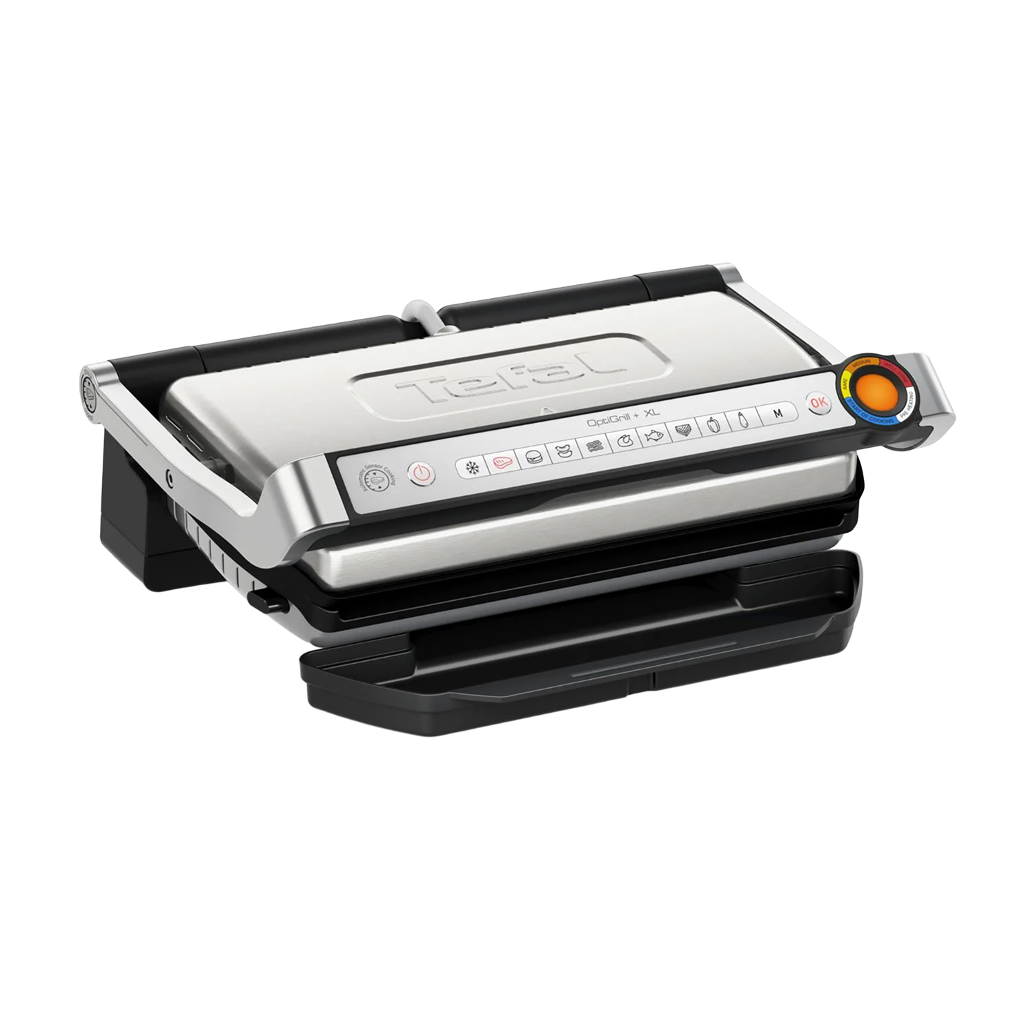 

Гриль притискний Tefal OptiGrill+ XL чорно-сріблястий (GC727D10)