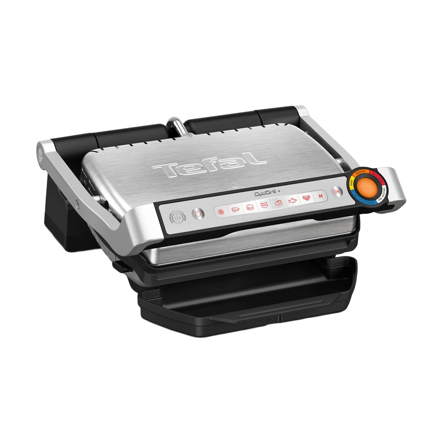 

Гриль притискний Tefal OptiGrill+ чорно-сріблястий (GC717D10)