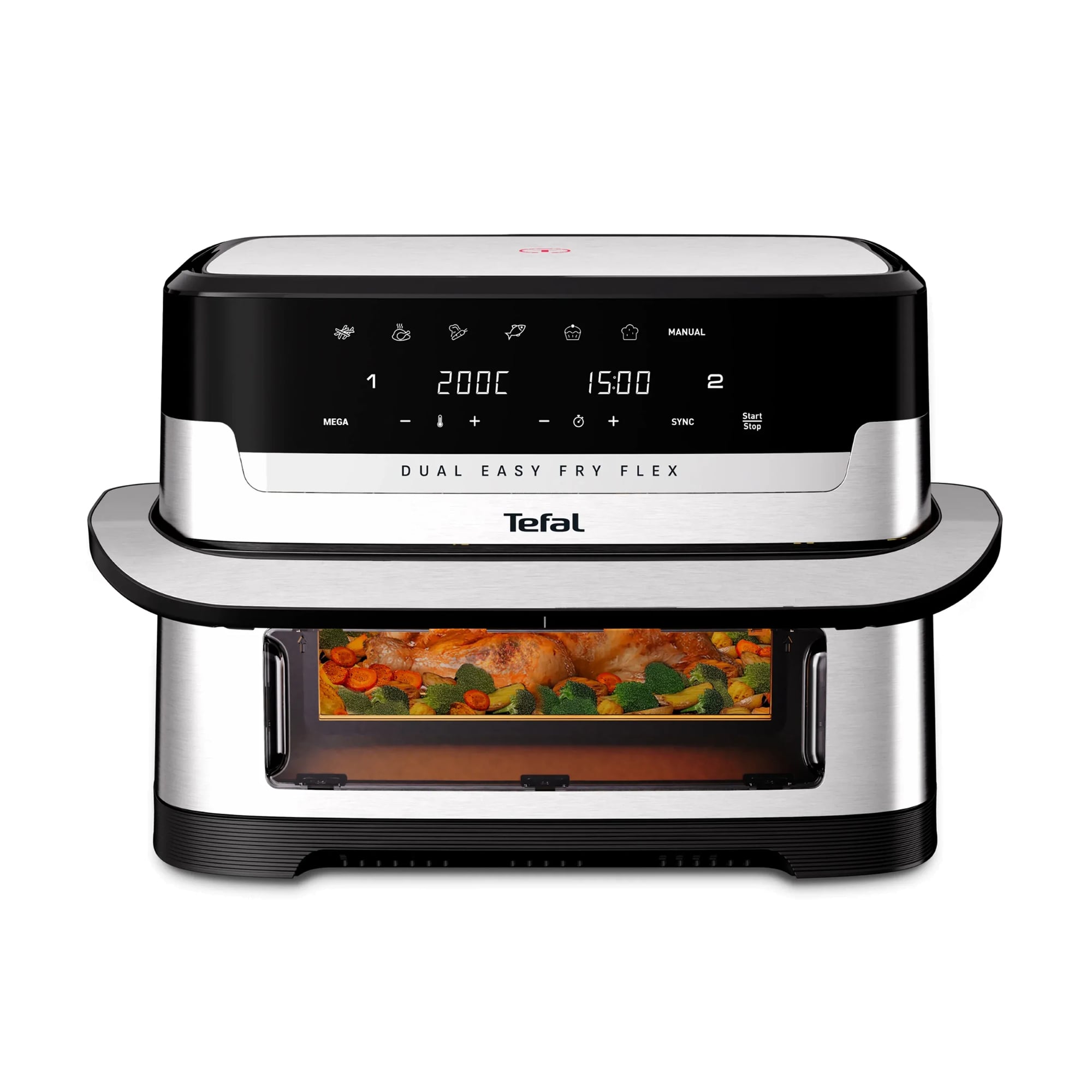 

Мультипіч Tefal Dual Easy Fry Flex чорно-срібляста (EY922DE0)