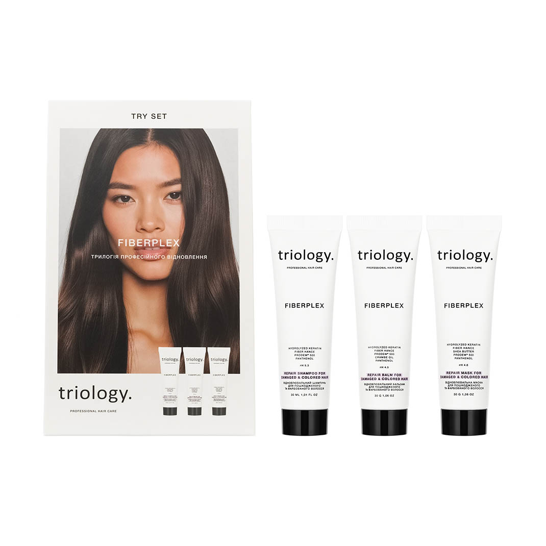 

Уцінка! Набір для волосся triology. Fiberplex Try Set Трилогія професійного відновлення (шампунь, 30 мл + бальзам, 30 мл + маска, 30 мл)