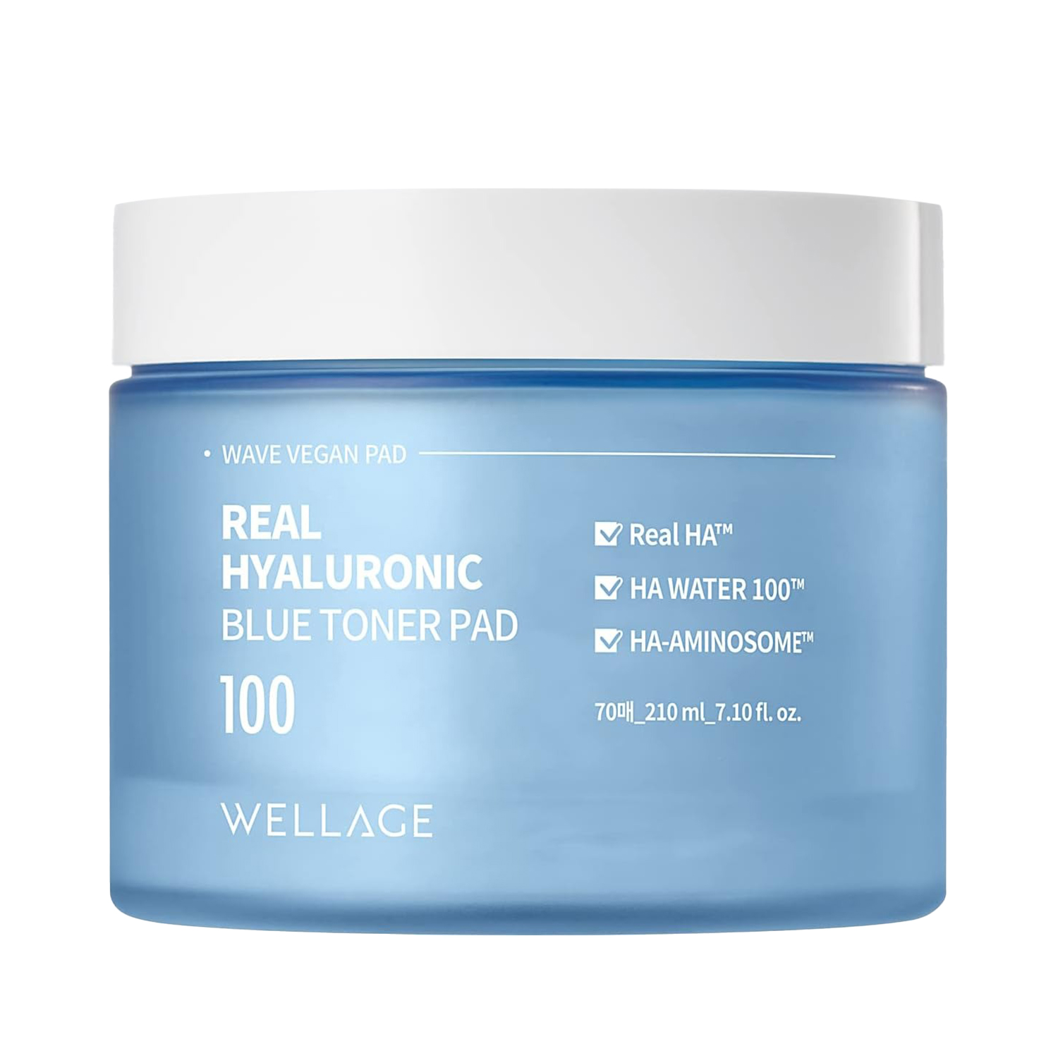 

Зволожувальні тонер-пади для обличчя WELLAGE Real Hyaluronic 100 Blue Toner Pad з гіалуроновою кислотою, 210 мл, 70 шт