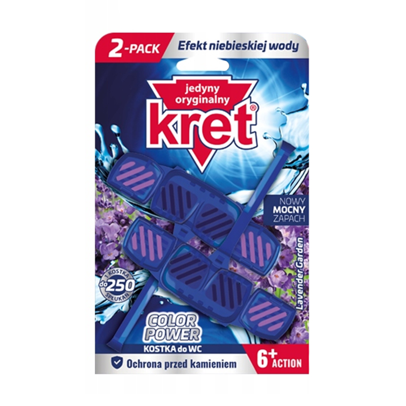 

Туалетний блок для унітазу Kret Color Power, Power Lavender, 2*40 г