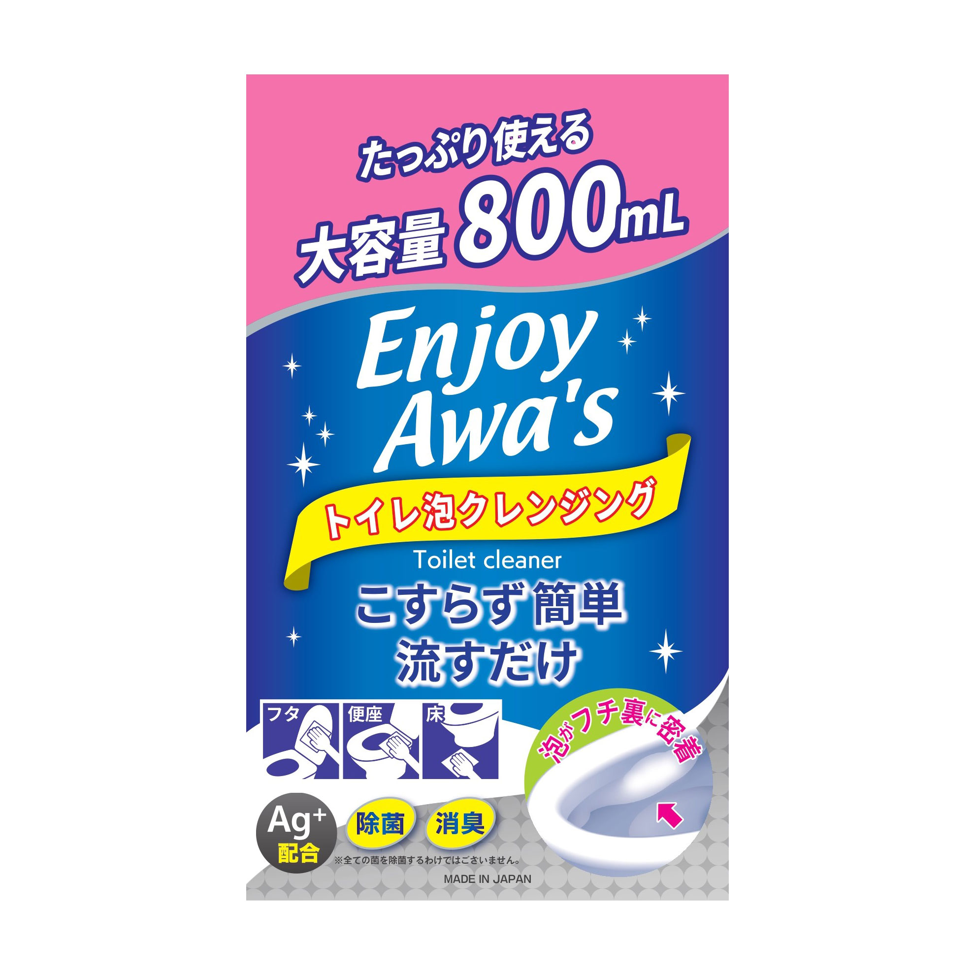 

Спрей-піна для миття унітазів Rocket Soap Toilet Cleaner Enjoy Awa's з іонами срібла, 800 мл (дойпак)