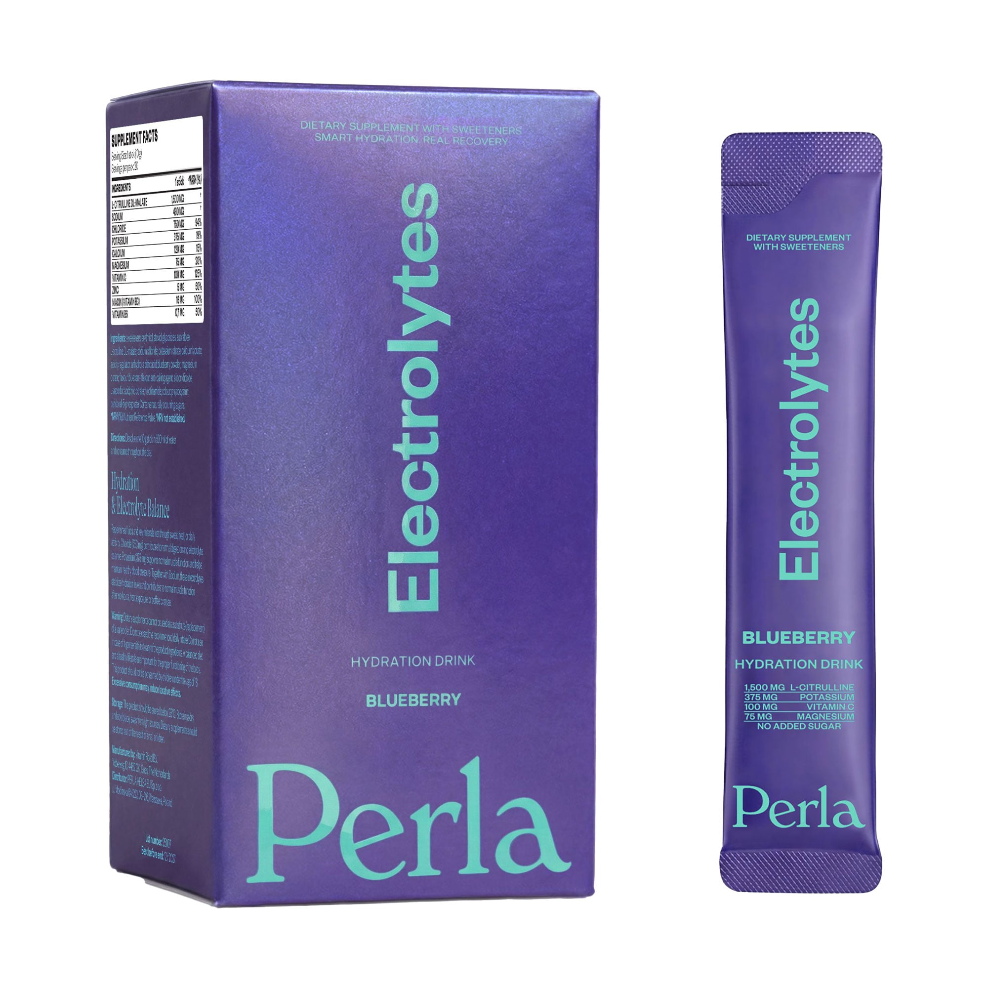 

Електроліти Perla Helsa Electrolytes Blueberry Лохина, в стіках, 20*10 г