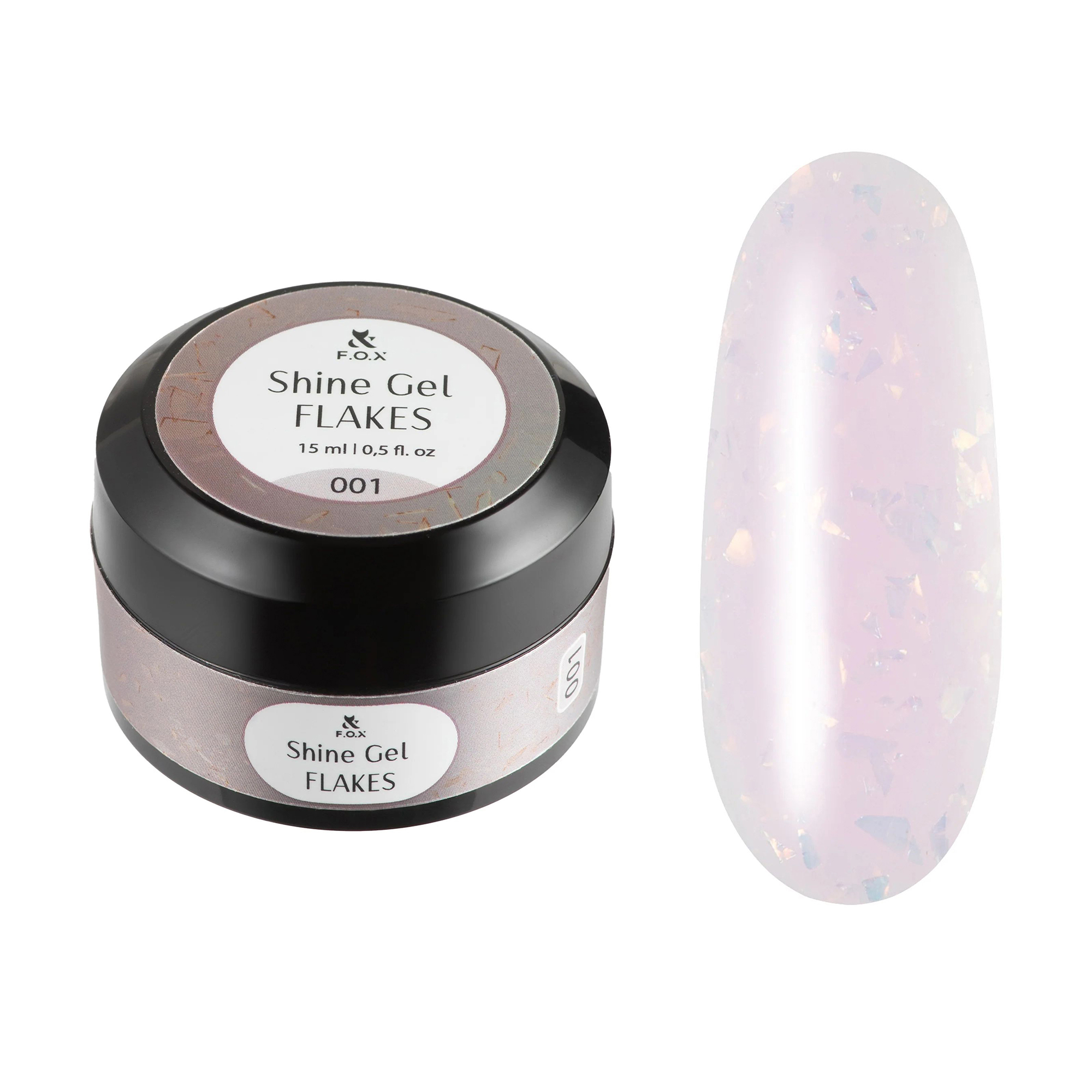 

Гель для укріплення натуральних нігтів F.O.X Shine Gel Flakes 001, 15 мл