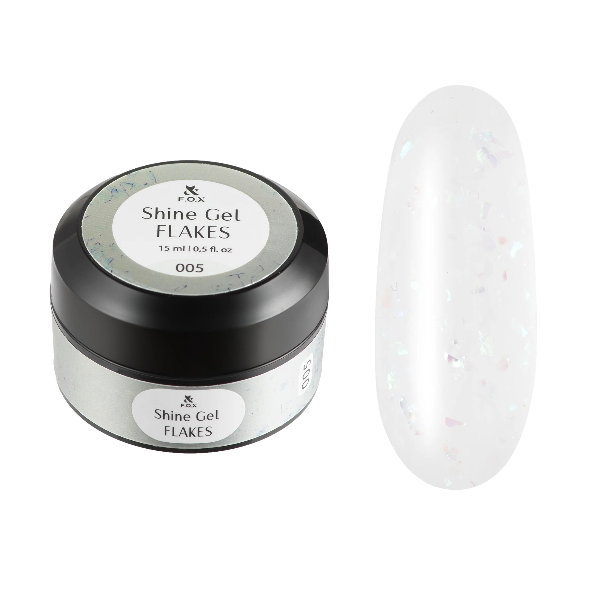 

Гель для укріплення натуральних нігтів F.O.X Shine Gel Flakes 005, 15 мл