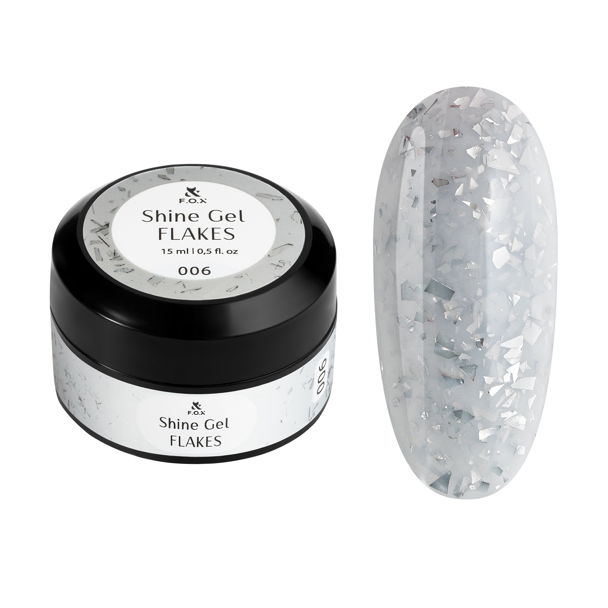 

Гель для укріплення натуральних нігтів F.O.X Shine Gel Flakes 006, 15 мл