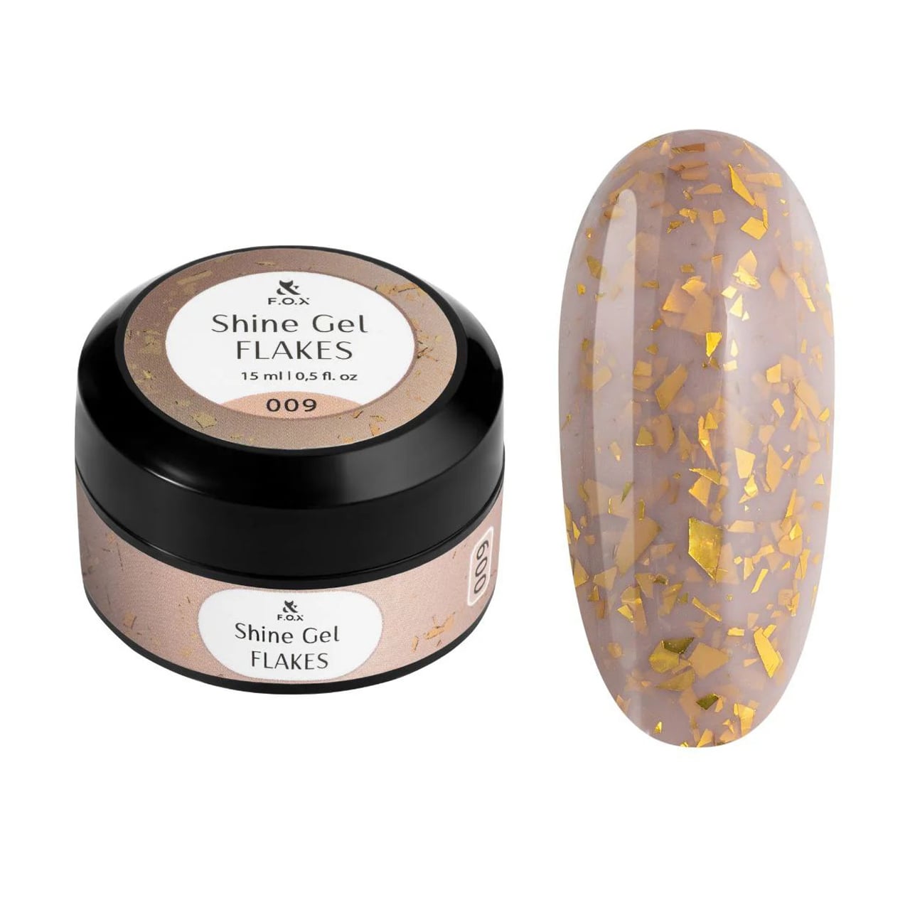 

Гель для укріплення натуральних нігтів F.O.X Shine Gel Flakes 009, 15 мл