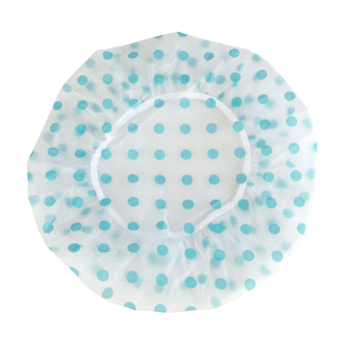 

Шапочка для душу Cosmo Shop матеріал EVA, прозора, блакитний горошок, 1 шт (CS43H)