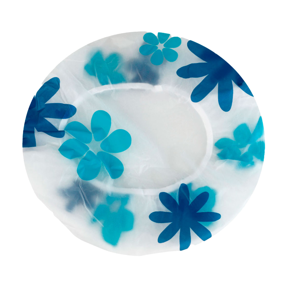 

Шапочка для душу Cosmo Shop матеріал EVA, прозора, блакитно-сині квіти, 1 шт (CS43K)