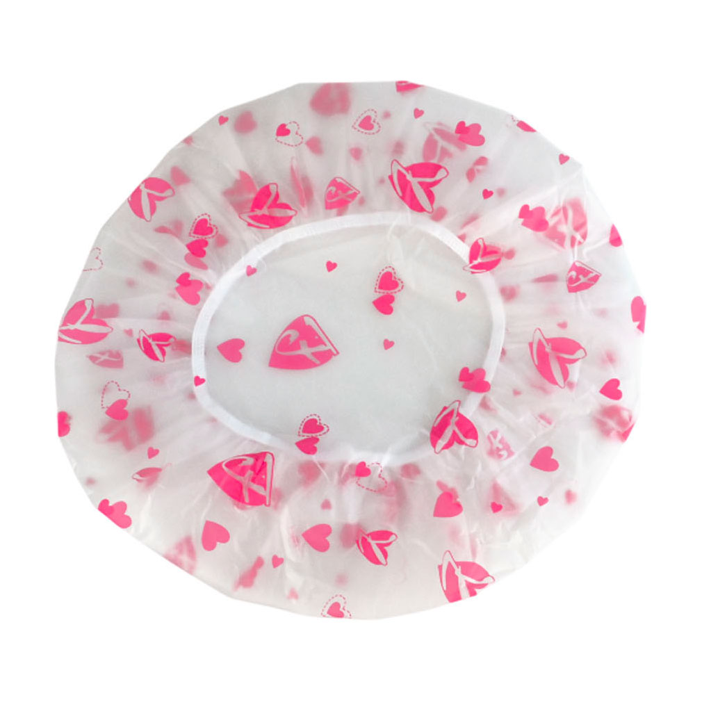 

Шапочка для душу Cosmo Shop матеріал EVA, прозора, рожеві сердечка, 1 шт (CS43P)