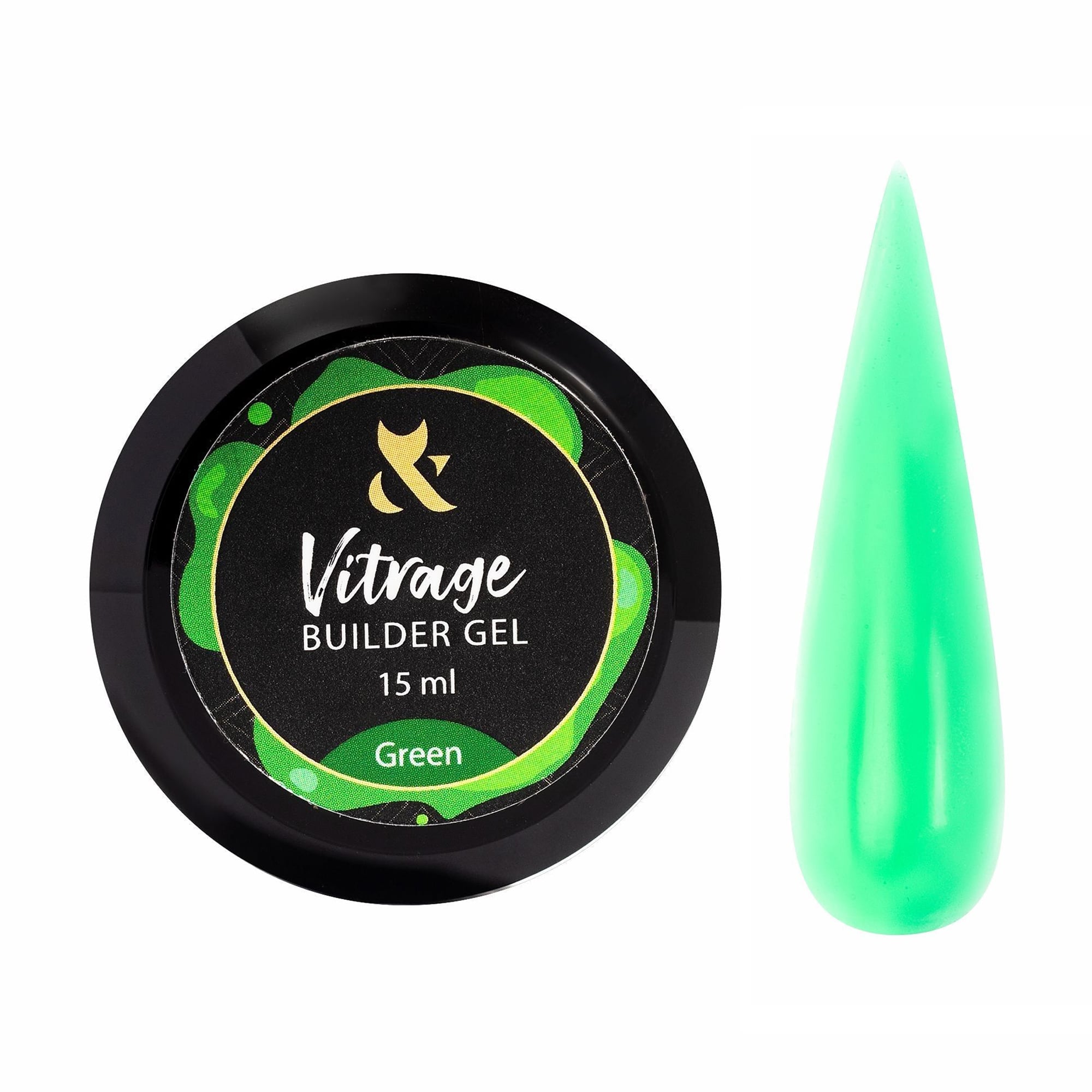 

Вітражний будівельний гель для нігтів F.O.X Vitrage Builder Gel, Green, 15 мл