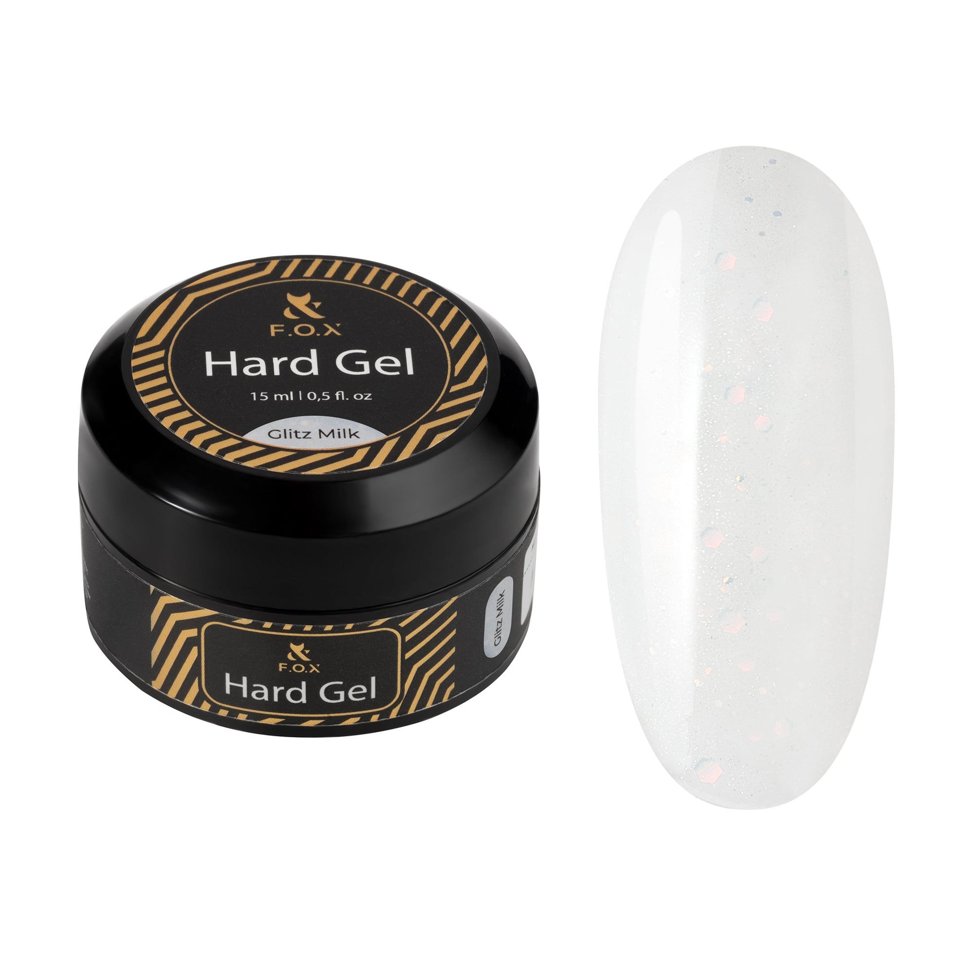 

Рідкий будівельний гель для нігтів F.O.X Hard Gel, Glitz Milk, 15 мл