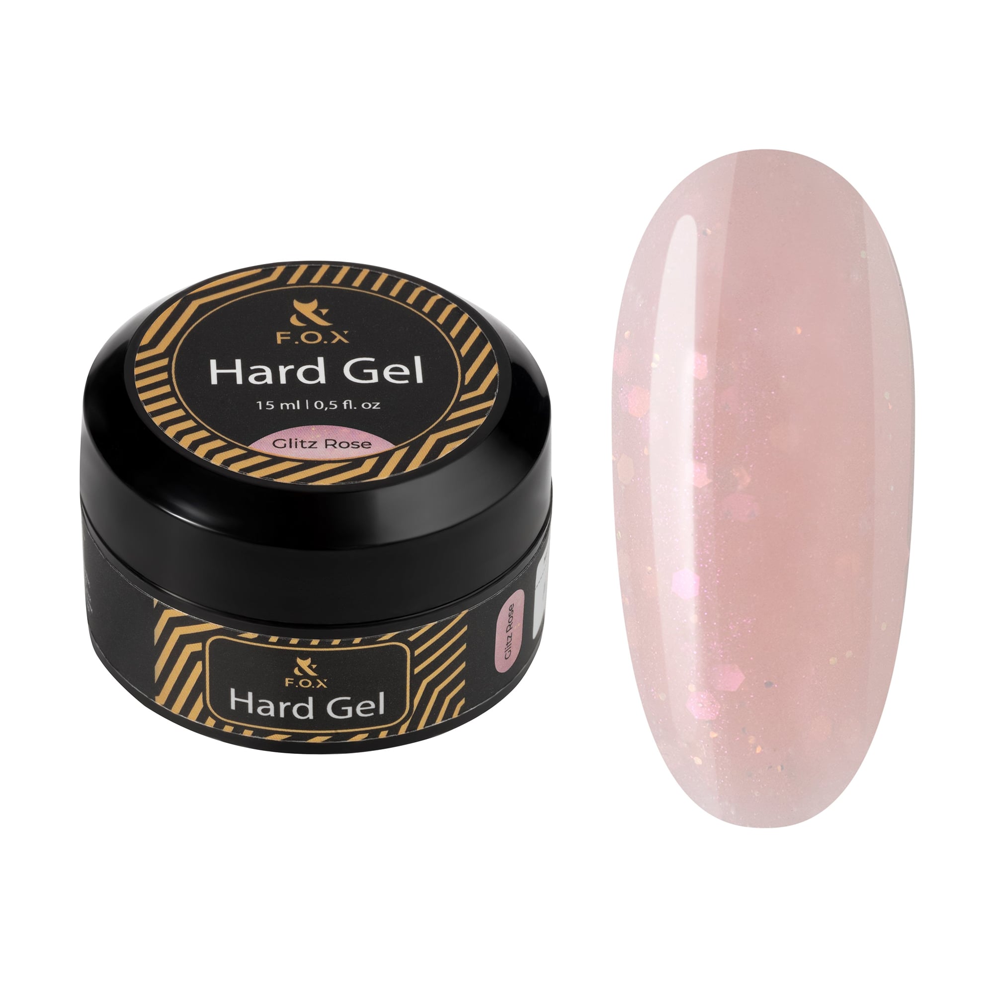 

Рідкий будівельний гель для нігтів F.O.X Hard Gel, Glitz Rose, 15 мл