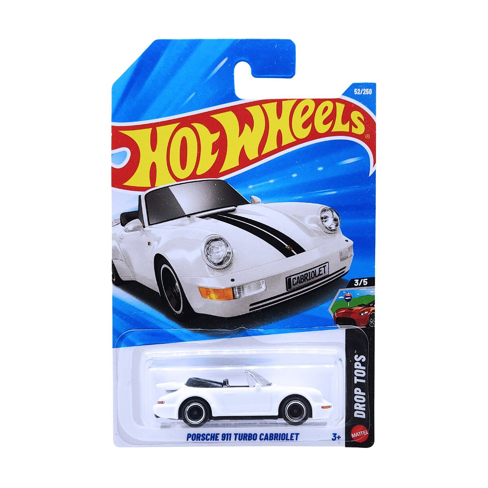 

Базовий автомобіль Hot Wheels Porsche 911 Turbo Cabriolet білий, від 3 років, 11*3.5*11 см (5785)