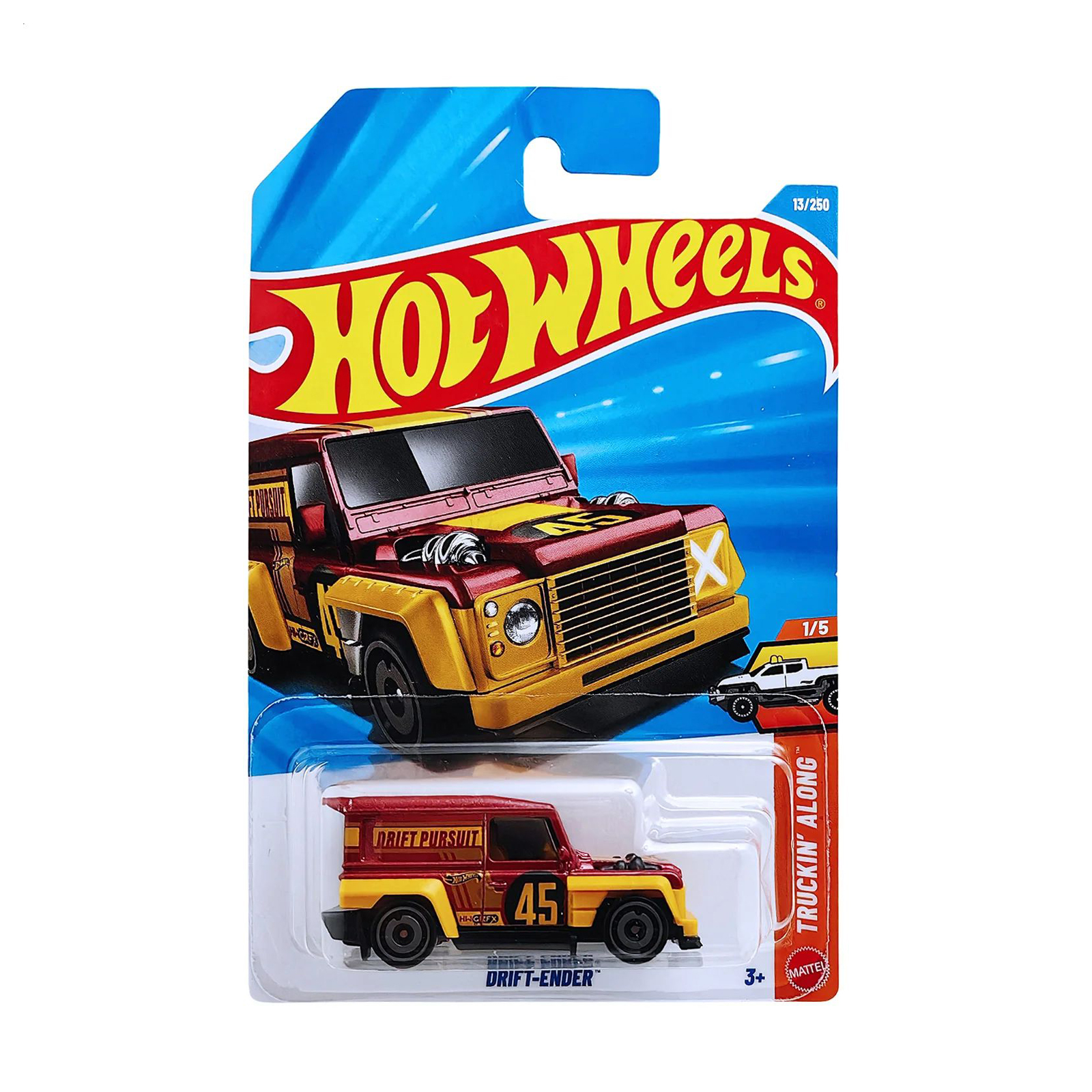 

Базовий автомобіль Hot Wheels Drift Ender червоний з жовтим малюнком, від 3 років, 11*3.5*11 см (5785)