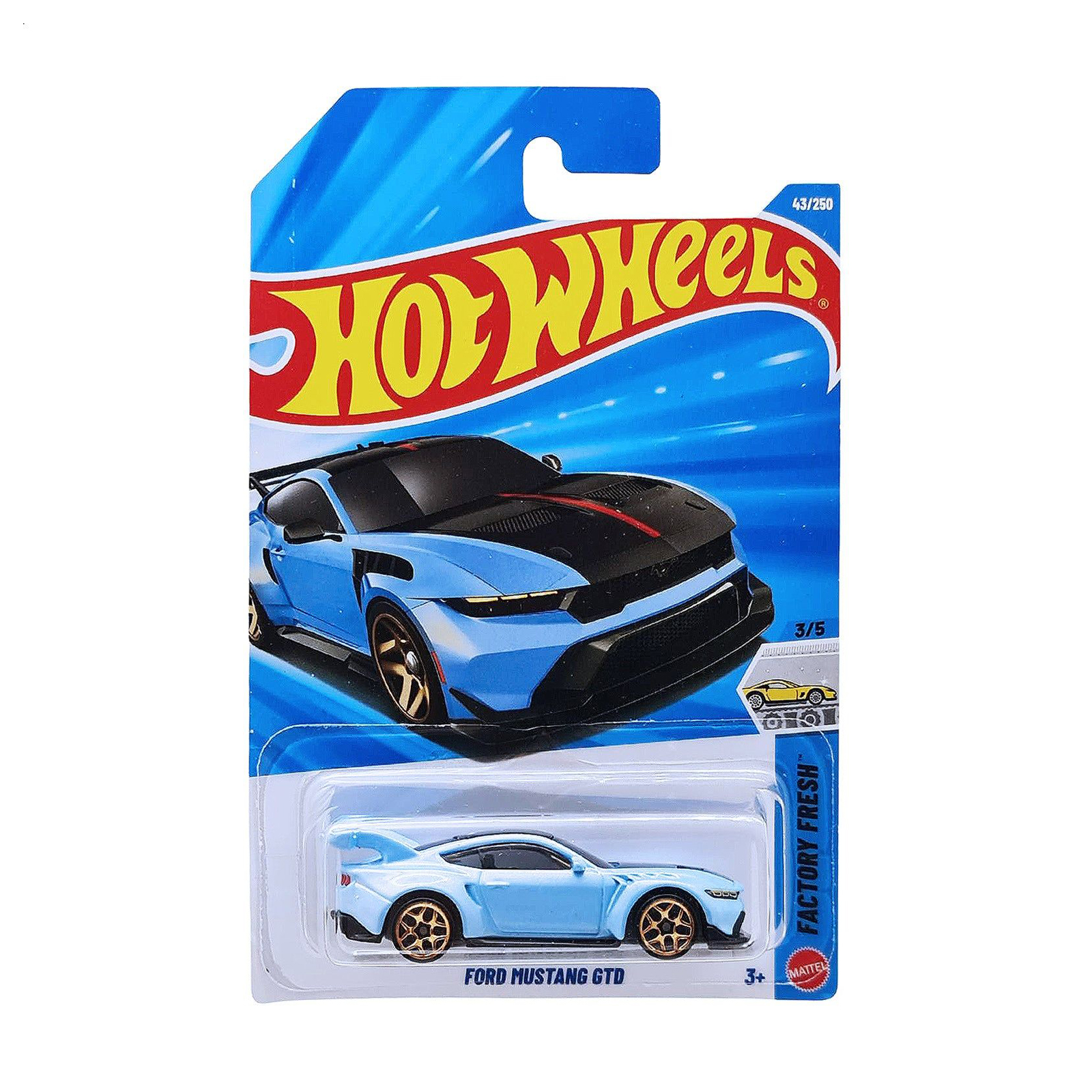 

Базовий автомобіль Hot Wheels Ford Mustang GTD блакитний з чорним, від 3 років, 11*3.5*11 см (5785)