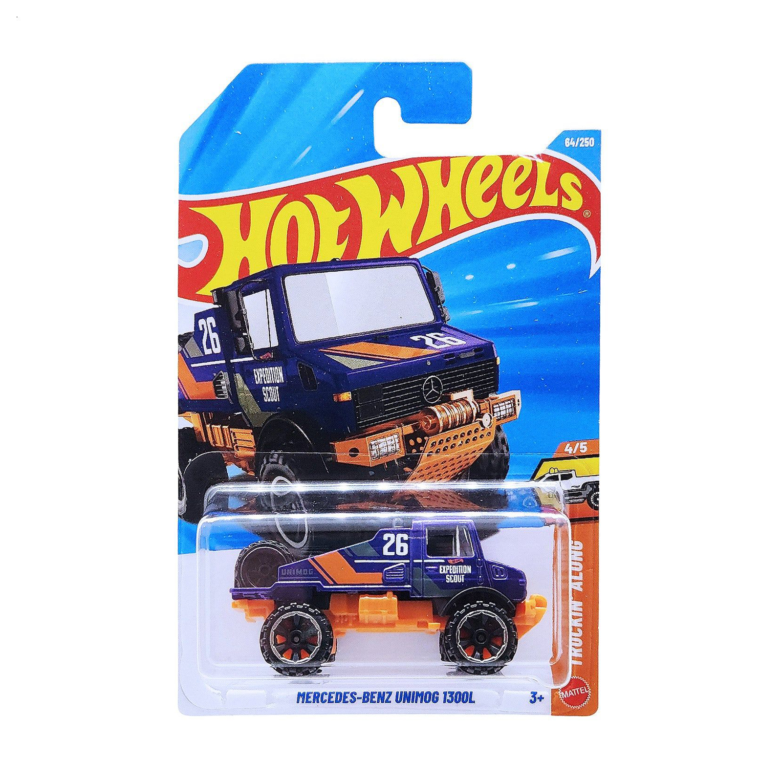 

Базовий автомобіль Hot Wheels Mercedes Benz Unimog 1300L фіолетовий з помаранчевим, від 3 років, 11*3.5*11 см (5785)