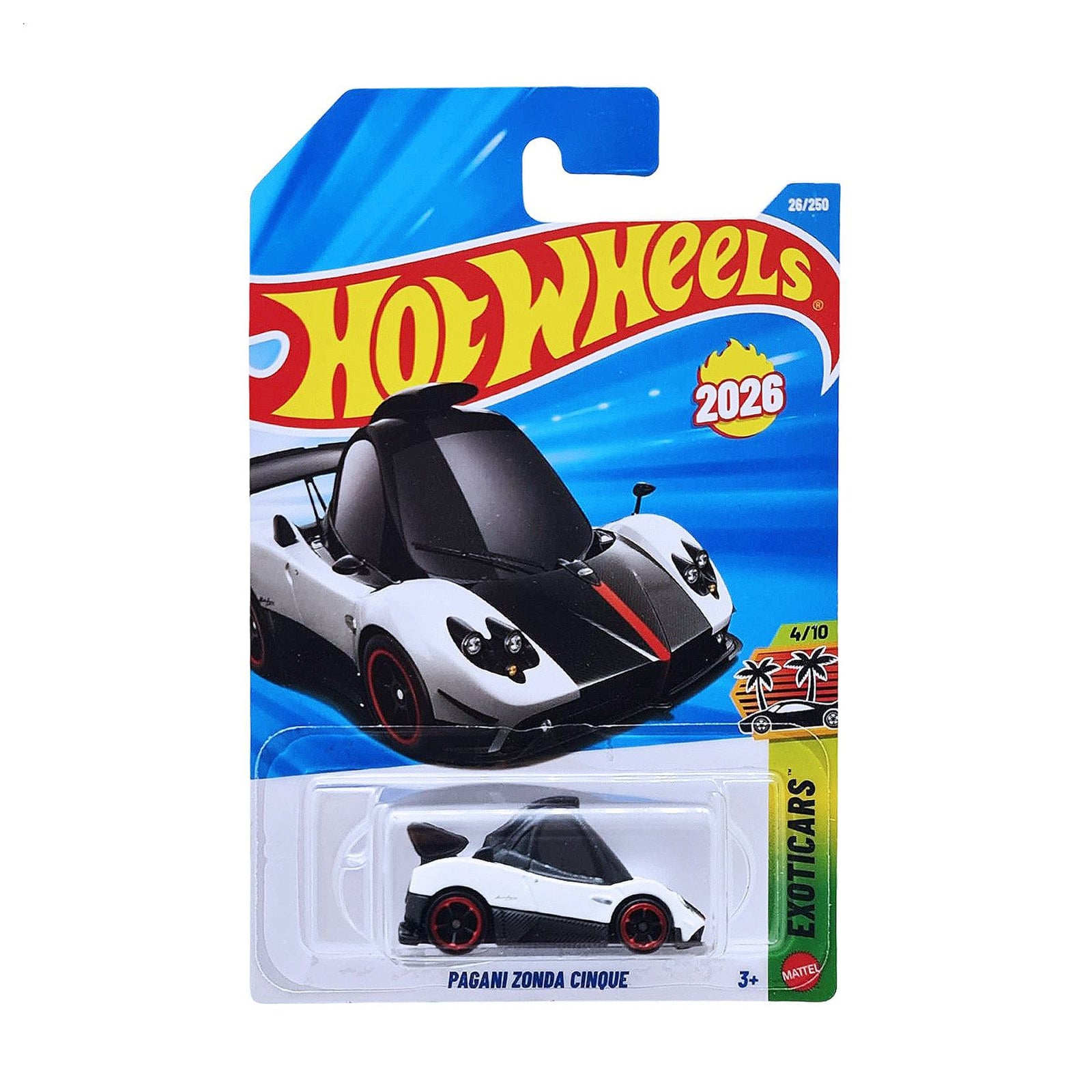 

Базовий автомобіль Hot Wheels Pagani Zonda Cinque білий з чорним верхом, від 3 років, 11*3.5*11 см (5785)