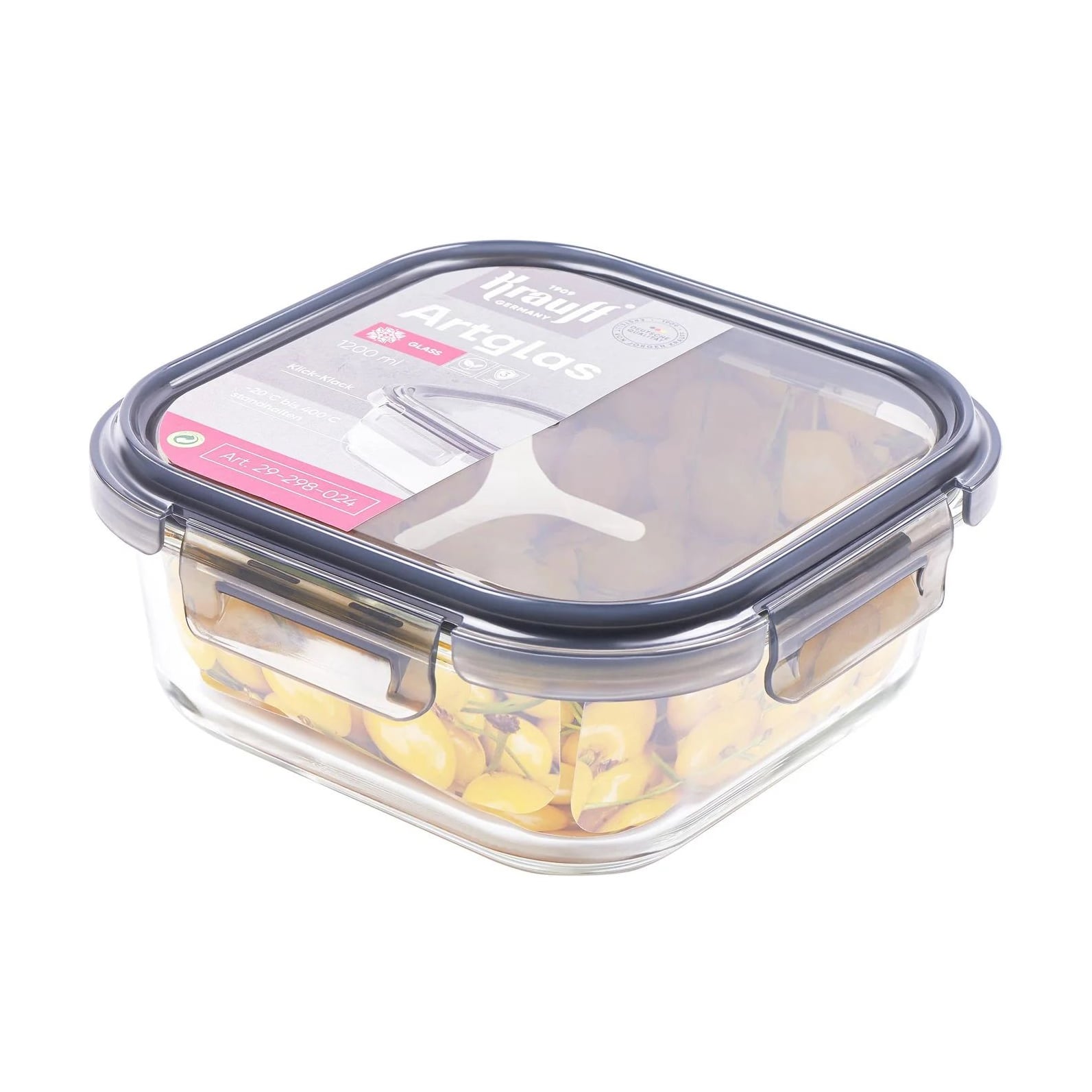 

Контейнер для зберігання продуктів Krauff Artglas з кришкою, 17.5*17.5*6.5 см, 1.2 л (29-298-024)