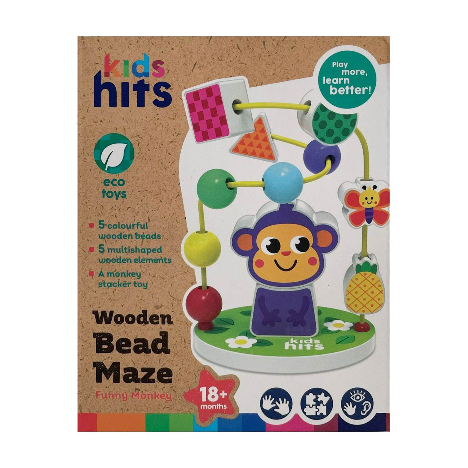 

Дерев'яна іграшка Kids Hits Серпантинка Щаслива мавпочка, від 1.5 року, 23*18*3 см (KH20/077)