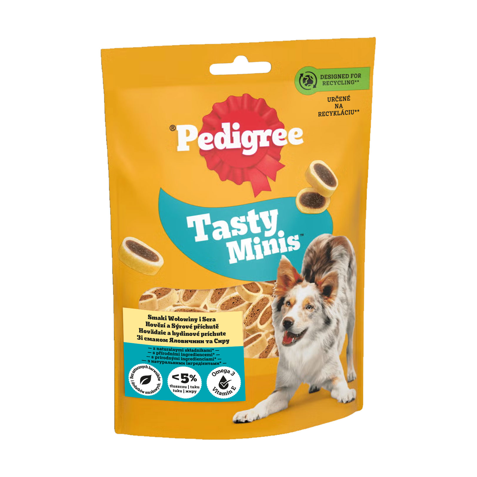 

Ласощі для собак Pedigree Tasty Minis зі смаком яловичини та сиру, 140 г
