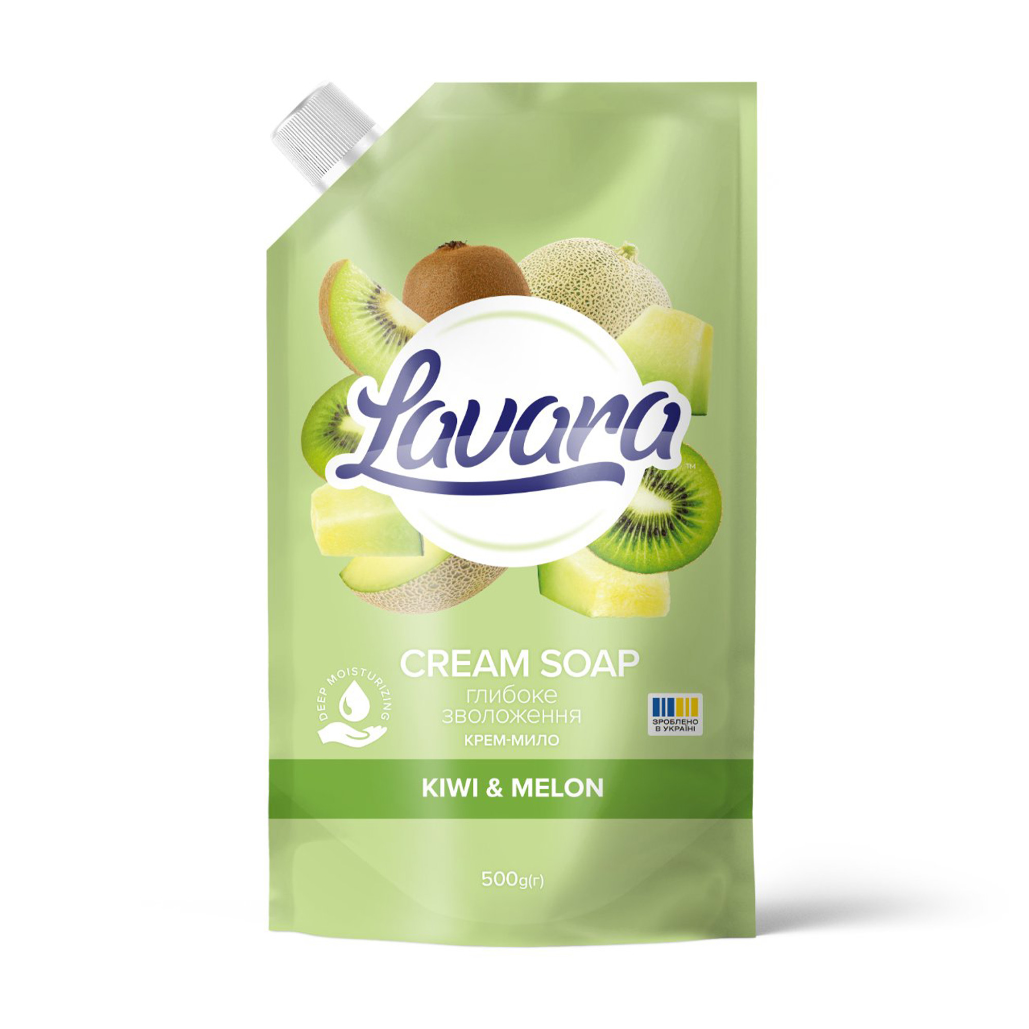 

Крем-мило Lavara Kiwi & Melon Cream Soap Ківі-диня, 500 г (дой-пак)