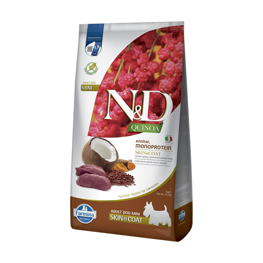 

Сухий корм для дорослих собак малих порід Farmina N&D Quinoa Adult Skin & Coat з олениною та кокосом, 7 кг