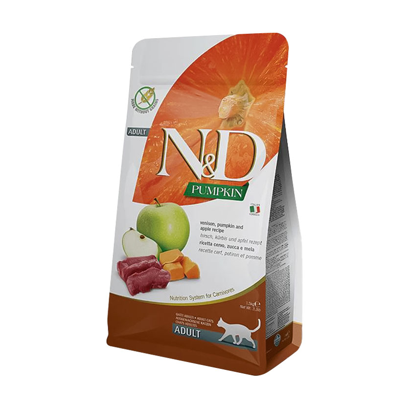 

Сухий корм для дорослих котів Farmina N&D Pumpkin Adult з гарбузом, олениною та яблуком, 1.5 кг