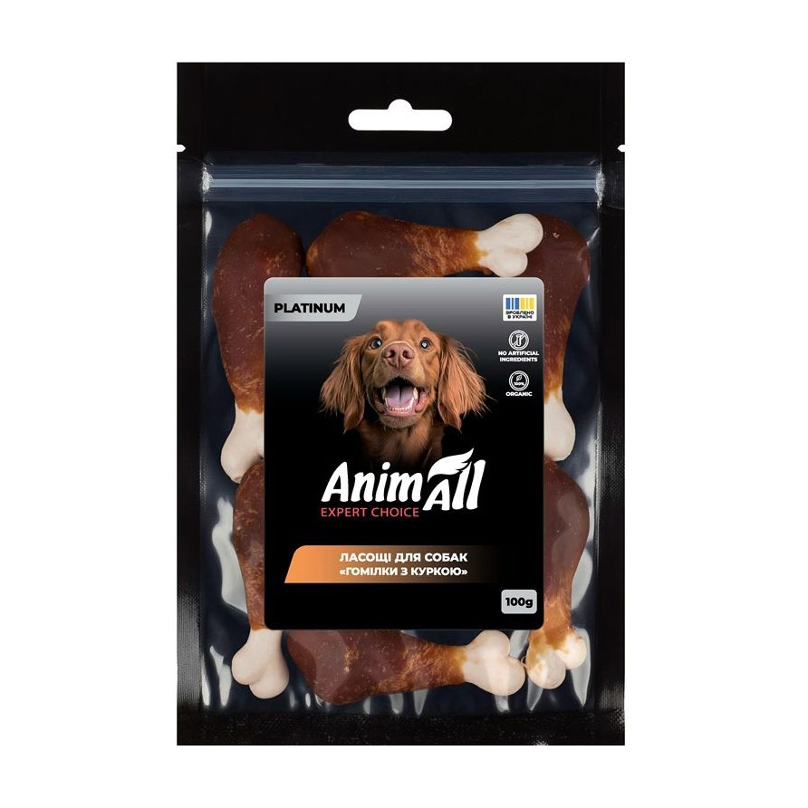 

Ласощі для собак AnimAll Platinum Гомілки з куркою, 100 г