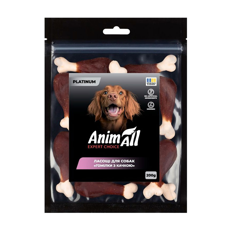 

Ласощі для собак AnimAll Platinum Гомілки з качкою, 200 г