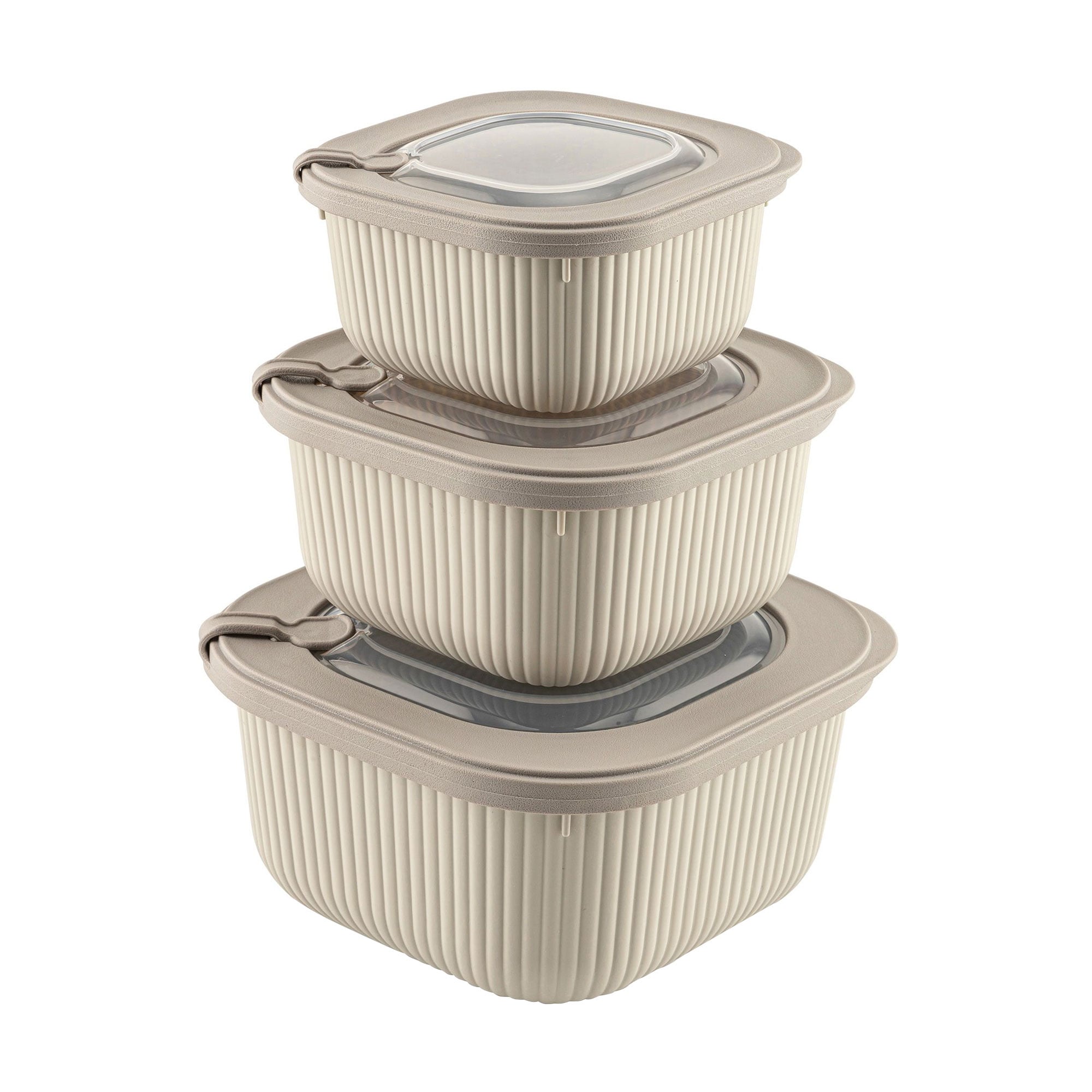 

Набір контейнерів Idea Home Line Box квадратний, бежевий (600 мл + 1.1 л + 1.8 л) (00685 Bej)