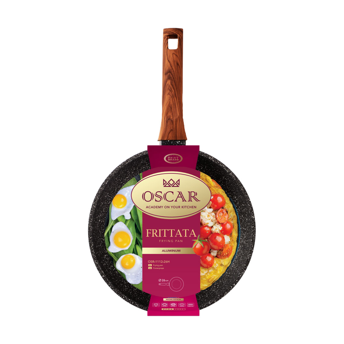 

Сковорода Oscar Frittata глибока, без кришки, 26 см (OSR-1112-26H)