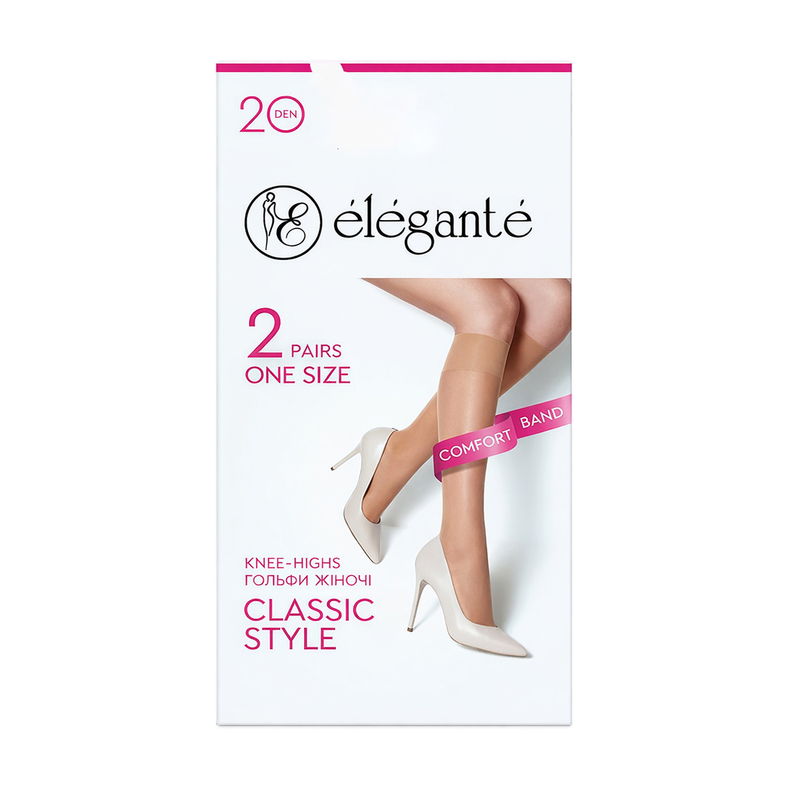 

Гольфи жіночі Elegante Classic, 20 DEN, Nero, розмір 23-25, 2 пари