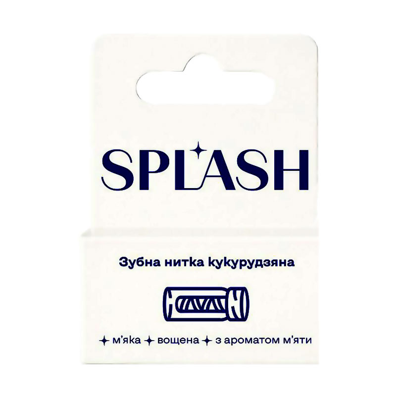 

Зубна нитка Splash кукурудзяна, з ароматом м'яти, 30 м